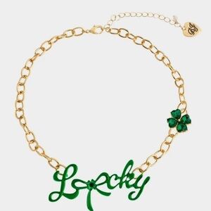 BETSEY JOHNSON St. Patrick’s Lucky Necklace with Clover Shamrock Accent NEW NWT